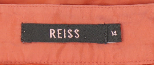 Reiss Women's Orange Pleated Skirt, Size 14 - Casual Chic