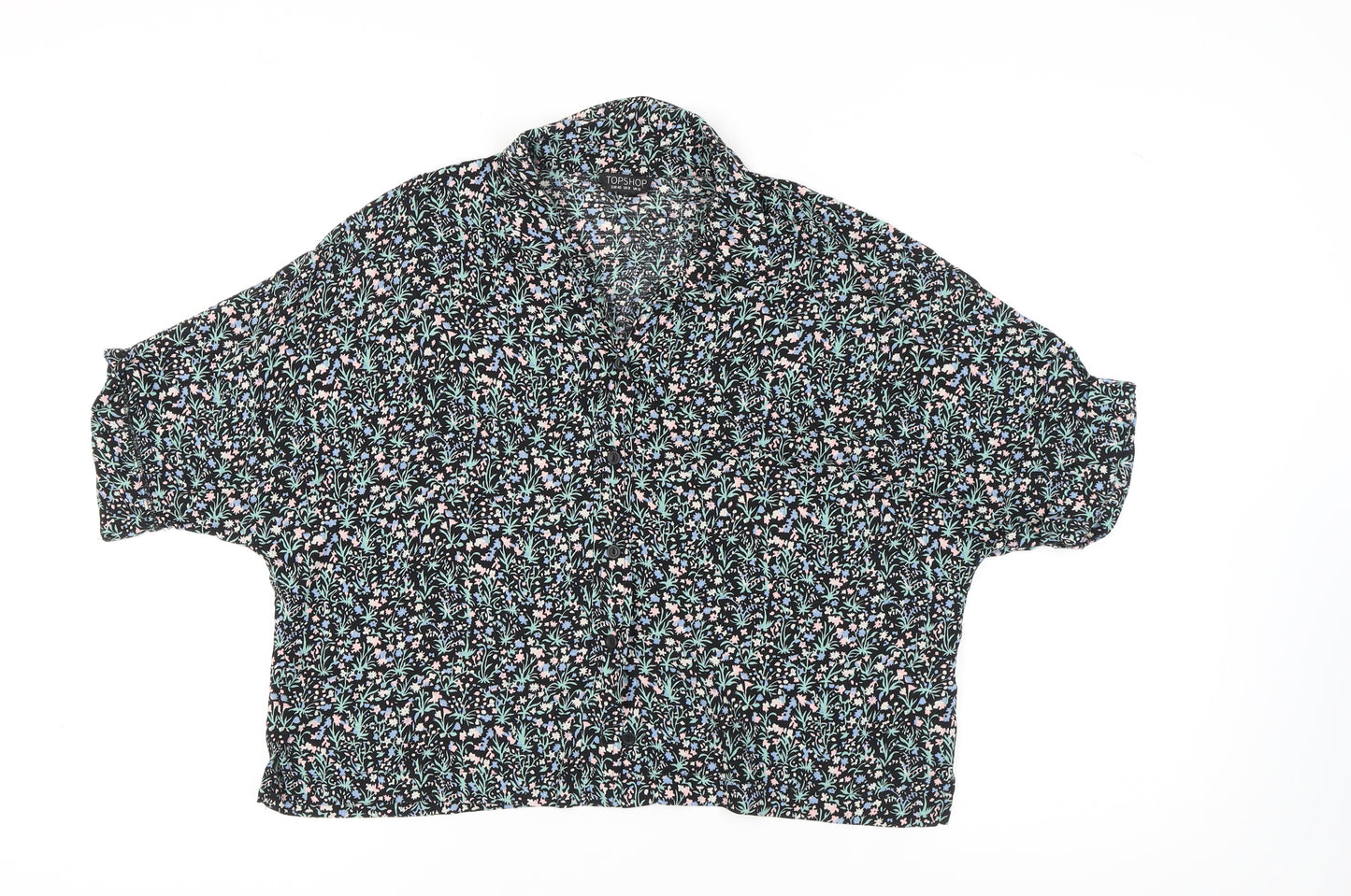 Topshop Women's Floral Collared Blouse - UK 12