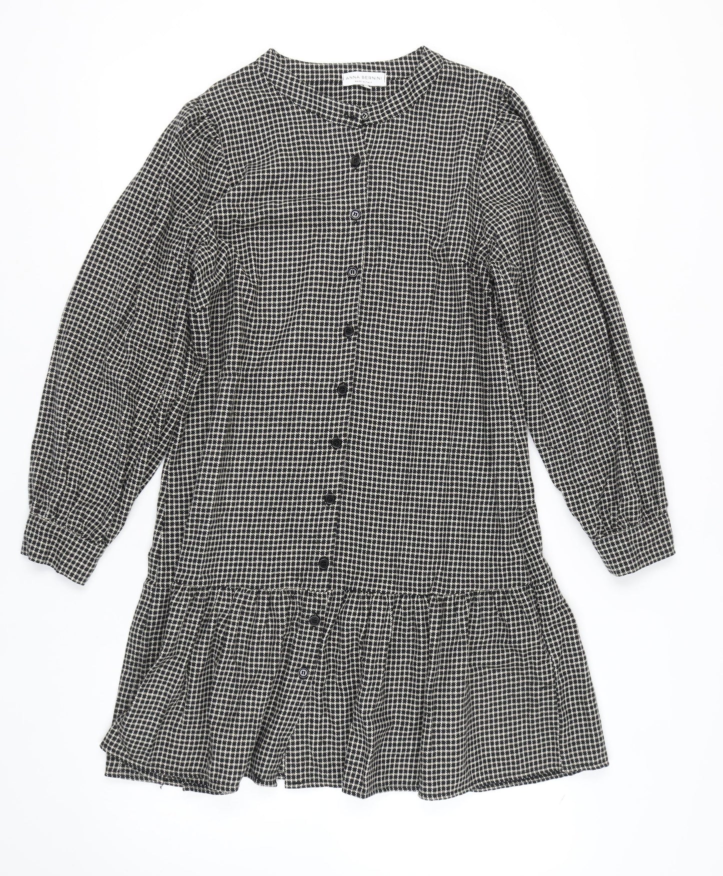 Anna Bernini Women's Black Check Shirt Dress L