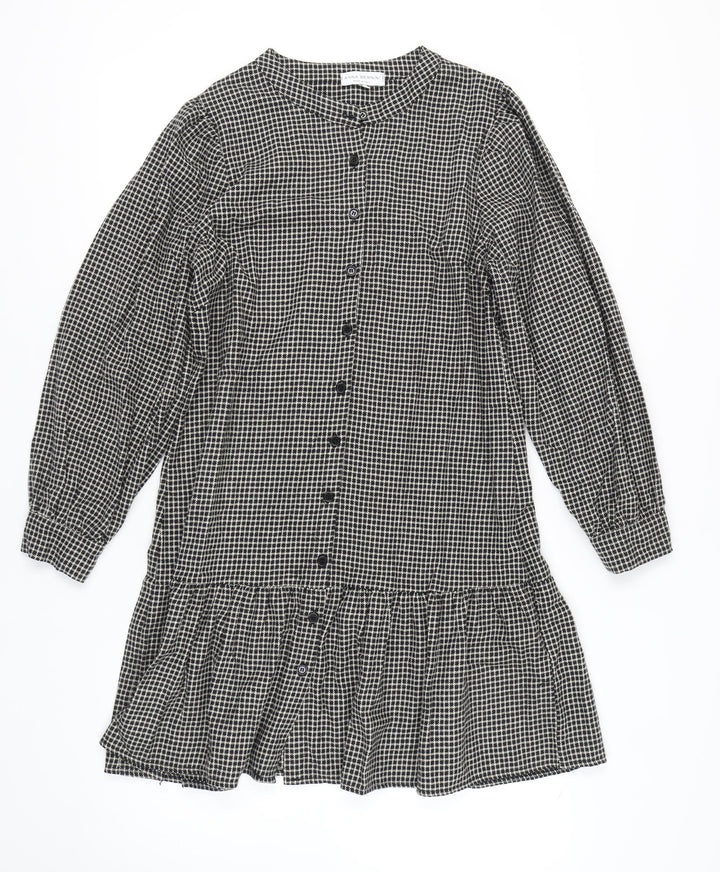 Anna Bernini Women's Black Check Shirt Dress L
