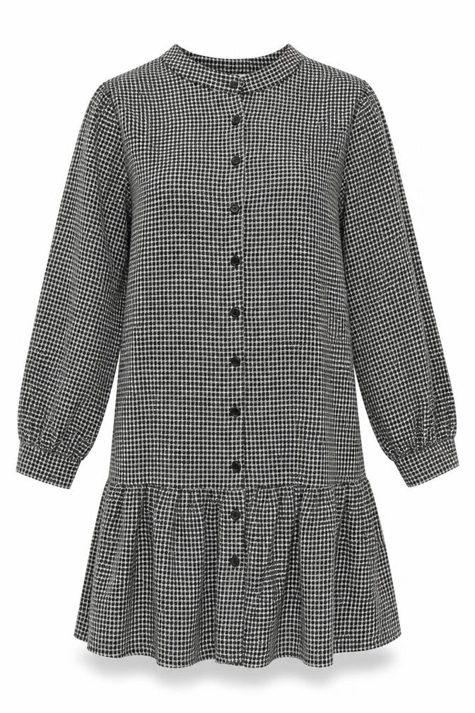 Front view of Anna Bernini Women's Black Check Shirt Dress L