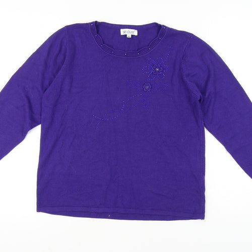 Fay Louise Women's Purple Jumper M/L Beaded Acrylic