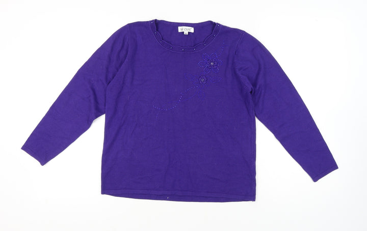Fay Louise Women's Purple Jumper M/L Beaded Acrylic