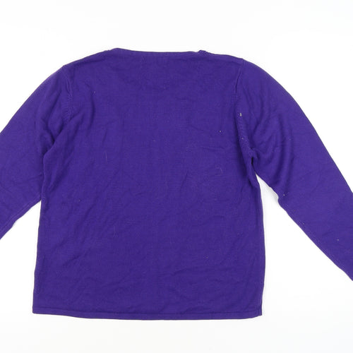Fay Louise Women's Purple Jumper M/L Beaded Acrylic