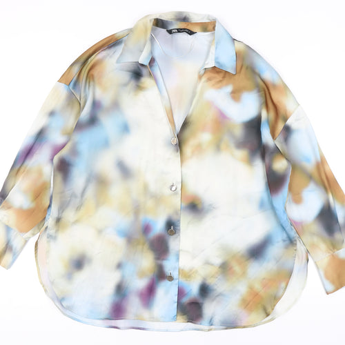 Zara Women's Multicoloured Button-Up Shirt, Size 14