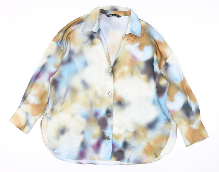 Zara Women's Multicoloured Button-Up Shirt, Size 14