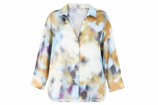 Front view of Zara Women's Multicoloured Button-Up Shirt, size 14