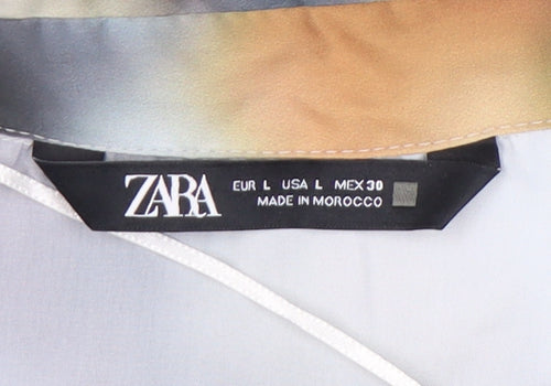 Zara Women's Multicoloured Button-Up Shirt, Size 14