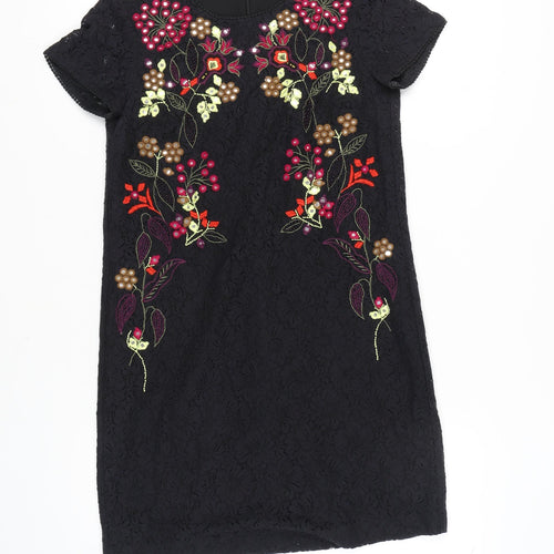 French Connection Women's Black Floral Sheath Dress Size 6