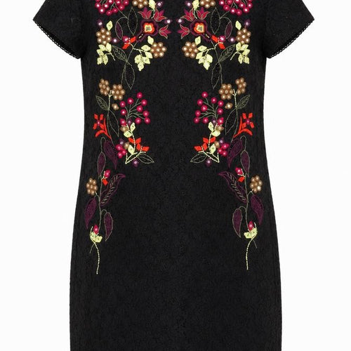 French Connection Women's Black Floral Sheath Dress Size 6