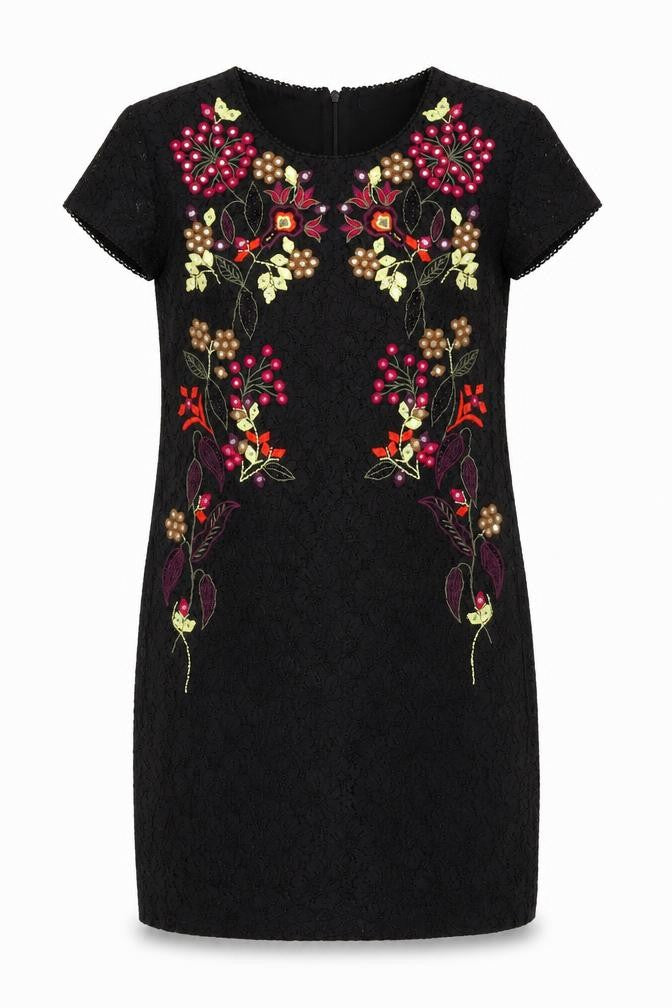 French Connection Women's Black Floral Sheath Dress Size 6