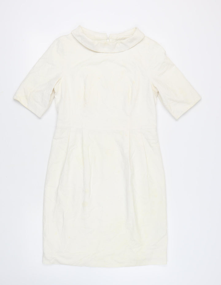 Boden Women's Ivory Sheath Dress, Size 12, Classic Style