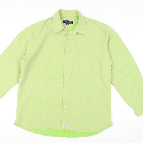 Ted Baker Men's Green Striped Long Sleeve Shirt