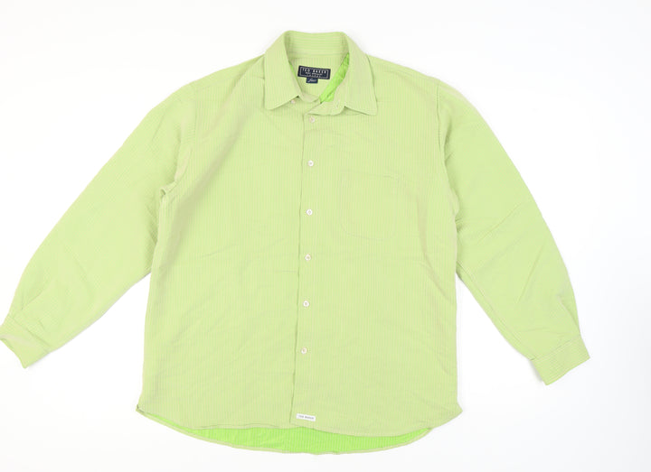 Ted Baker Men's Green Striped Long Sleeve Shirt