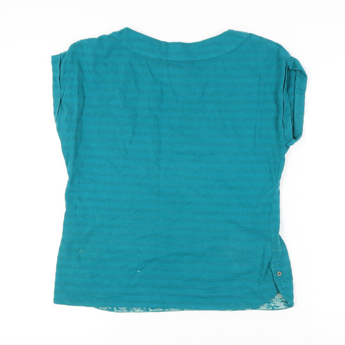 Weird Fish Women's Blue Cotton Crew Neck T-Shirt, Size 12