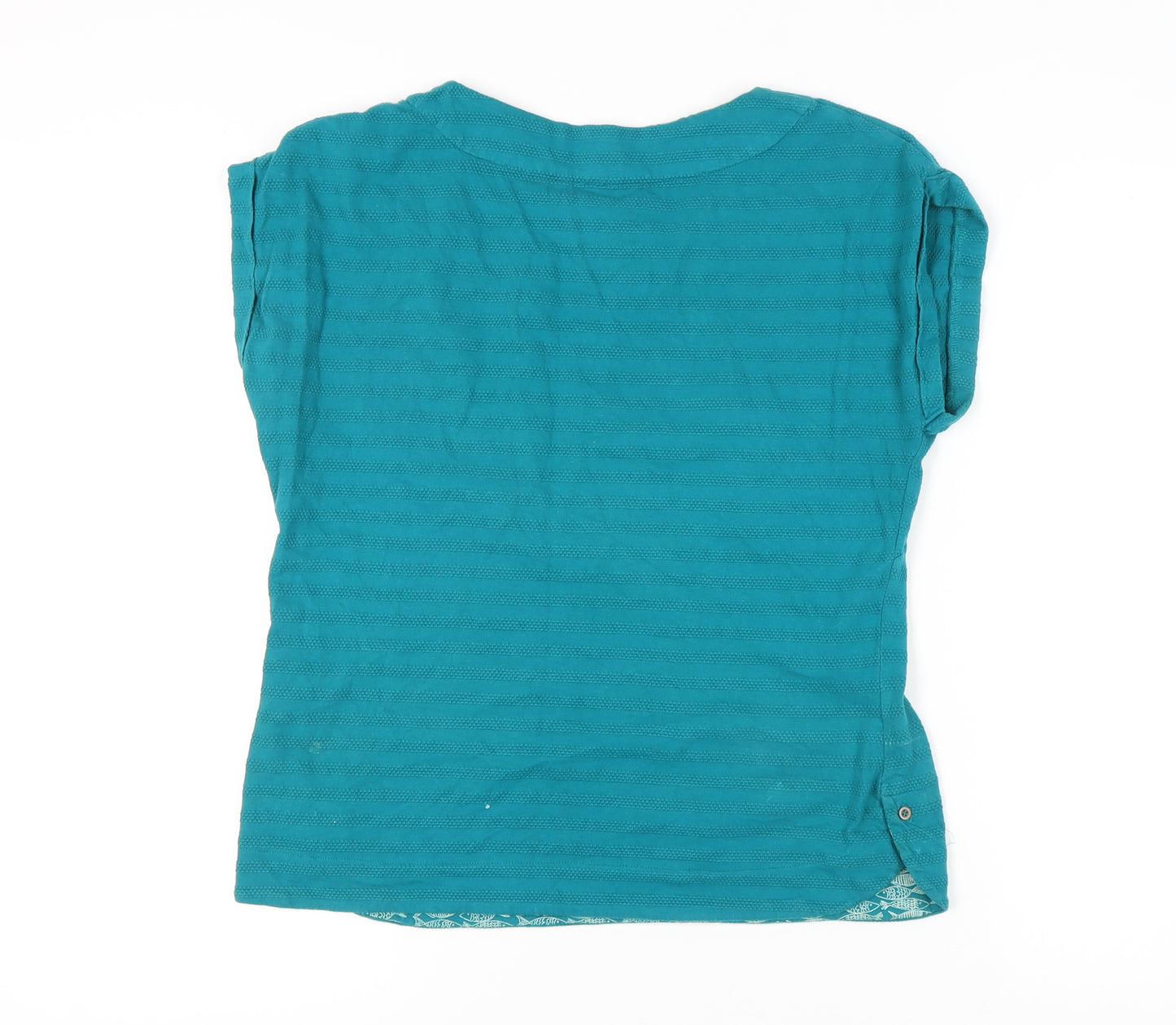 Weird Fish Women's Blue Cotton Crew Neck T-Shirt, Size 12