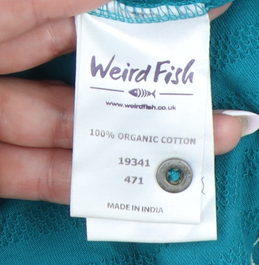 Weird Fish Women's Blue Cotton Crew Neck T-Shirt, Size 12