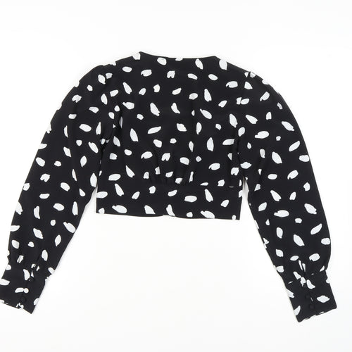 Miss Selfridge Women's Black Polka Dot Cropped Blouse