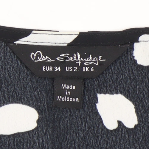 Miss Selfridge Women's Black Polka Dot Cropped Blouse