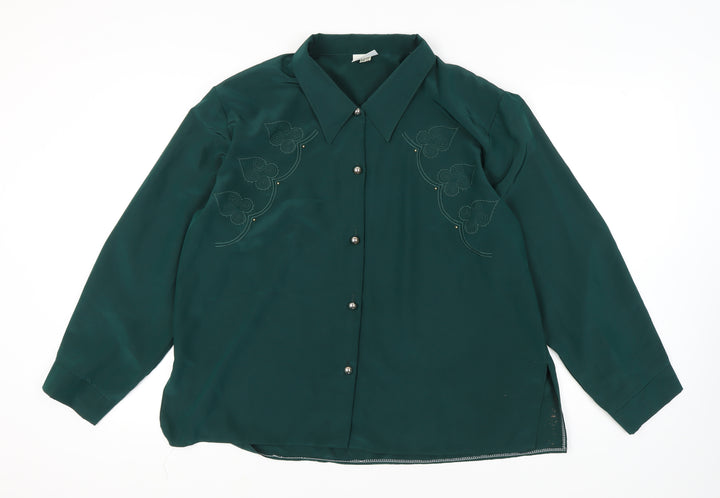 Michael Gold Women's Green Button-Up Top, 2XL