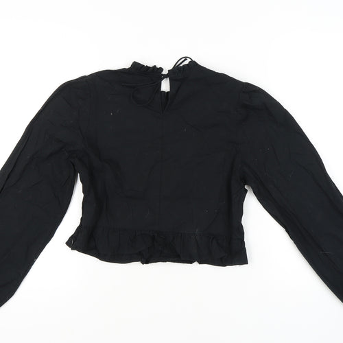 H&M Women's Black Cropped Blouse, Size M, Casual Style