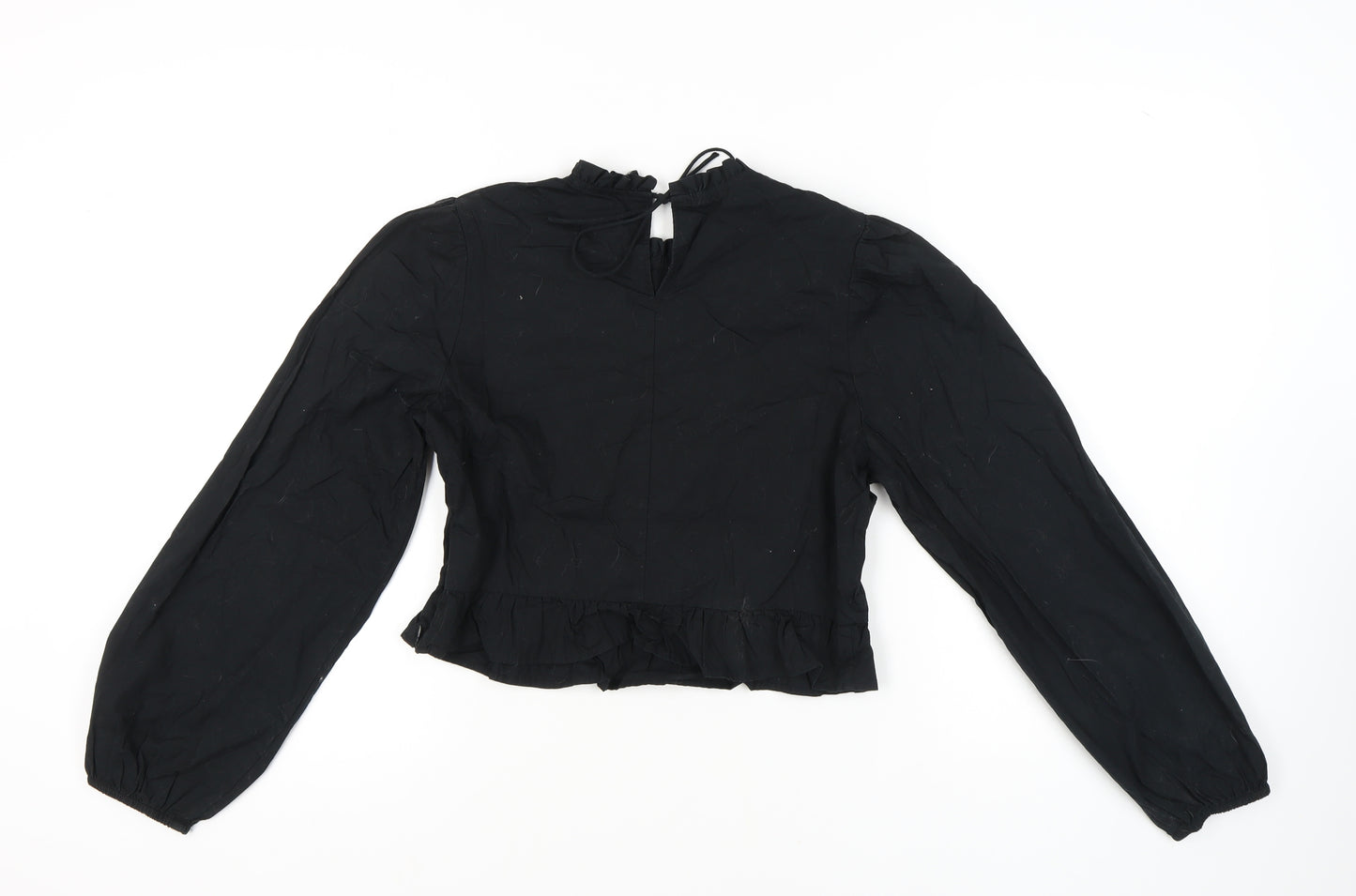 H&M Women's Black Cropped Blouse, Size M, Casual Style