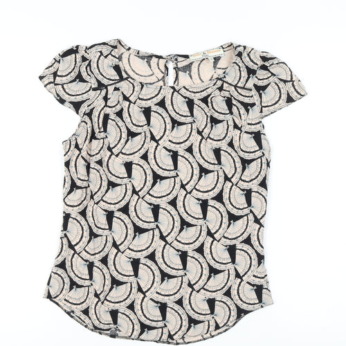 Billie & Blossom Women's Black Geometric Blouse, Size 10