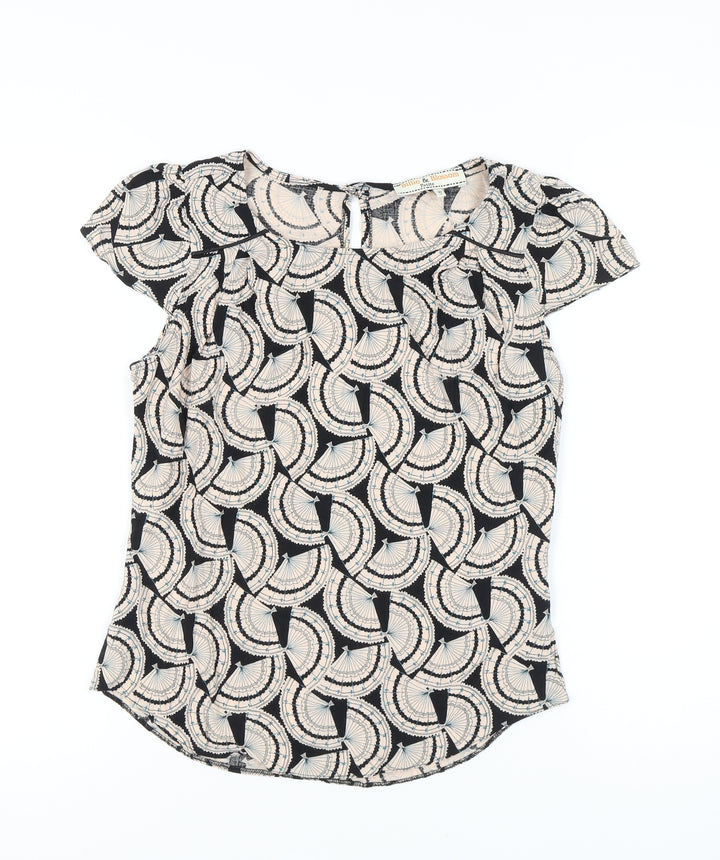 Billie & Blossom Women's Black Geometric Blouse, Size 10