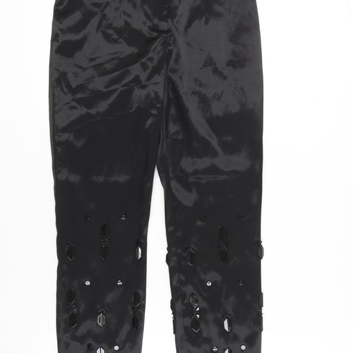 H&M Women's Black Cropped Trousers, Size 10, Stretch