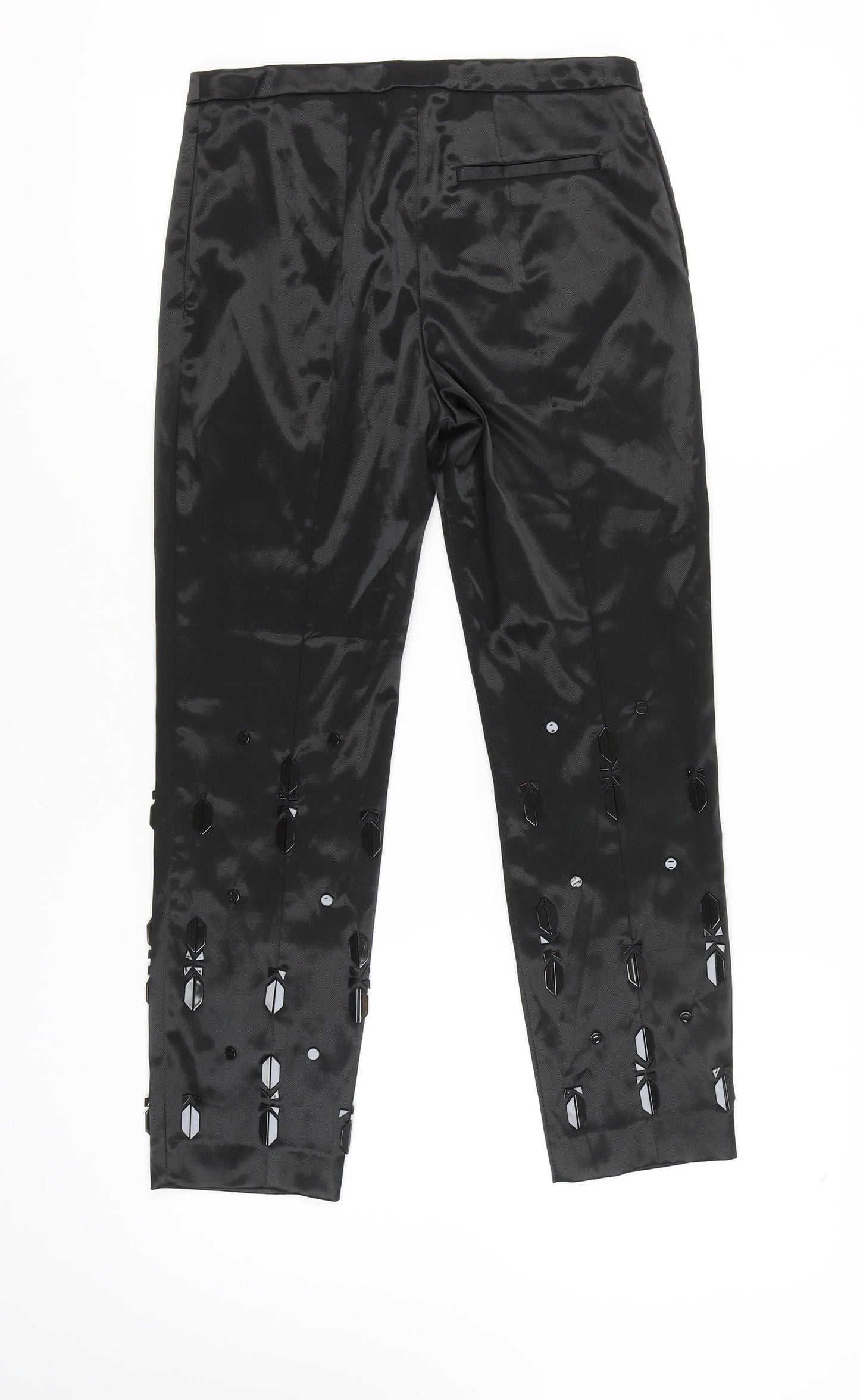 H&M Women's Black Cropped Trousers, Size 10, Stretch