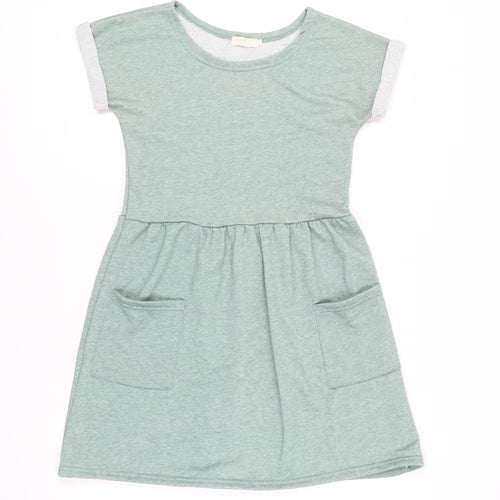 Ceci London Women's Green Short Sleeve Dress S