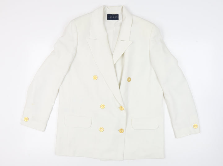 Alexon Women's White Double-Breasted Blazer Size 12