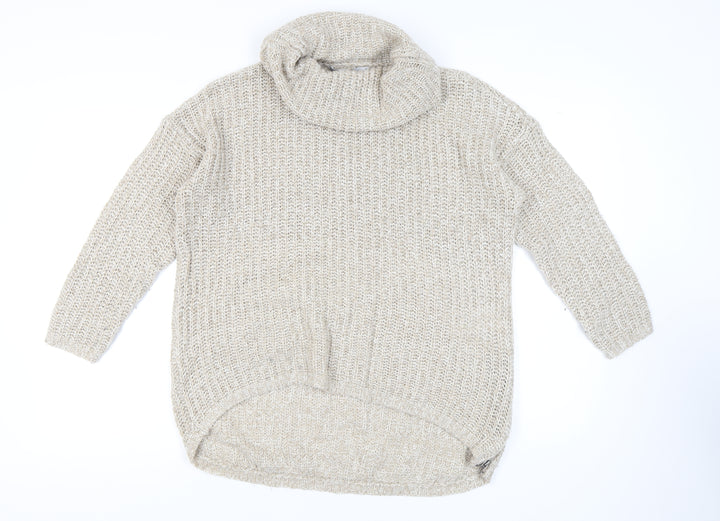 Only Women's Beige Cowl Neck Pullover Jumper M