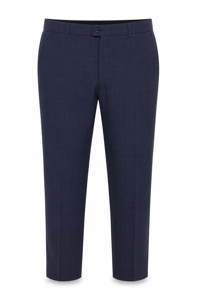 Front view of Jeff Banks Men's Blue Check Trousers 40 in