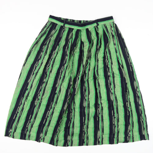 Berkert Women's Green and Navy Striped Skirt Size 18