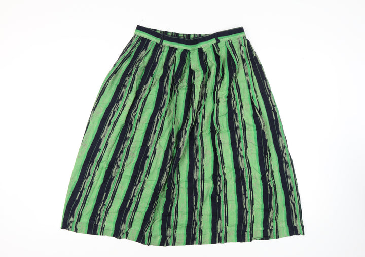 Berkert Women's Green and Navy Striped Skirt Size 18