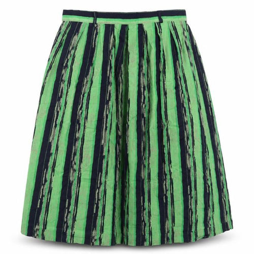 Berkert Women's Green and Navy Striped Skirt Size 18