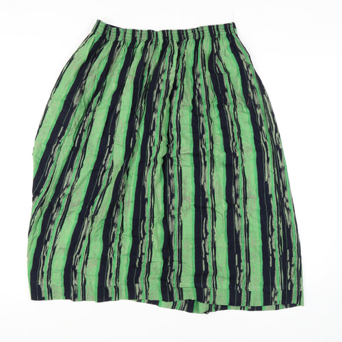Berkert Women's Green and Navy Striped Skirt Size 18