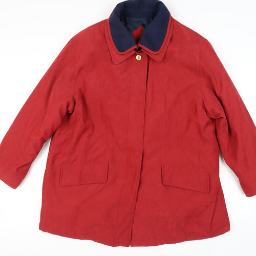 Berkertex Women's Red Coat, Size 18-20, Button Accents