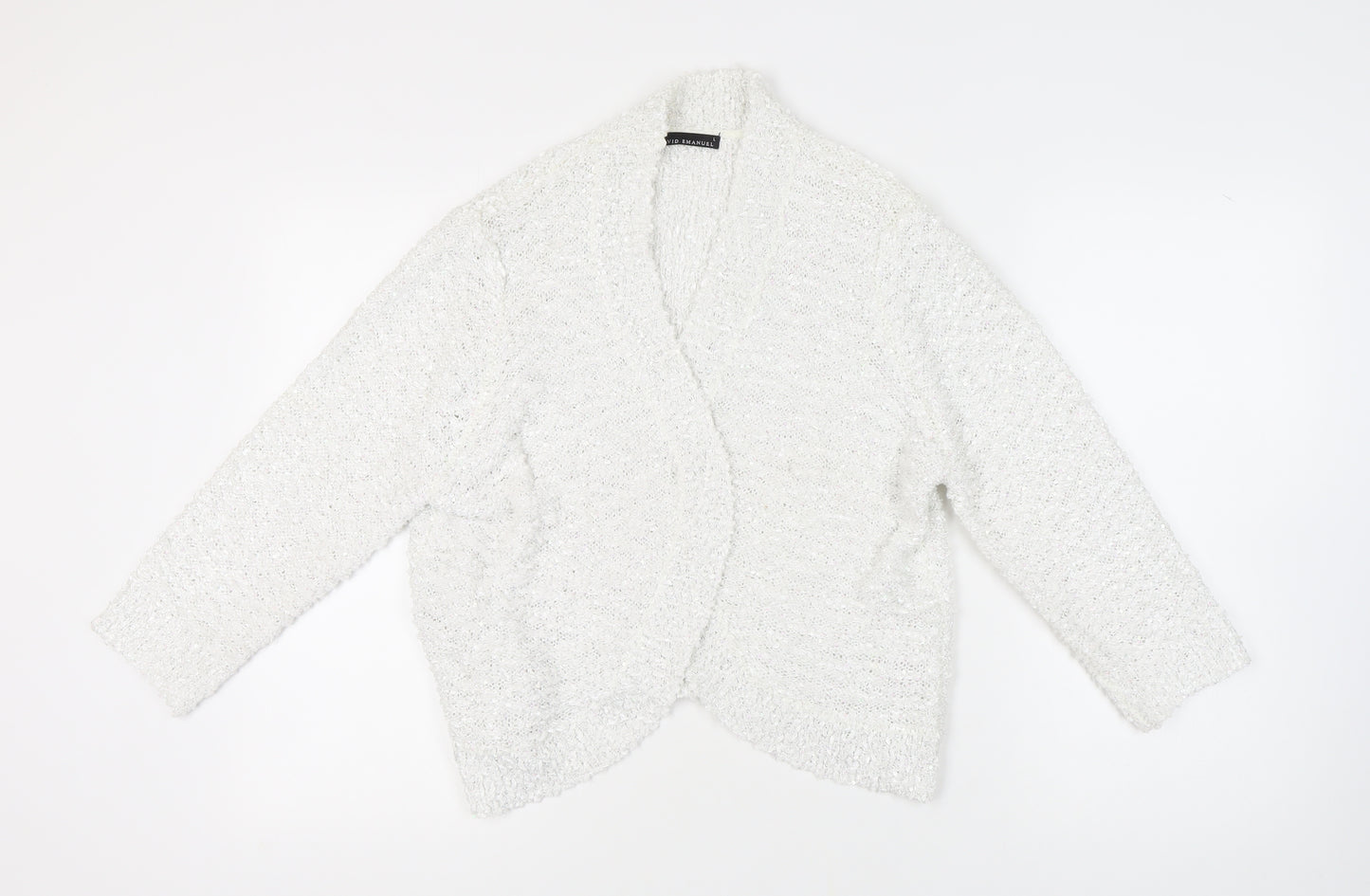 David Emanuel Women's White Open Front Cardigan - Size L