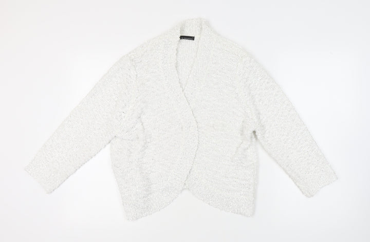 David Emanuel Women's White Open Front Cardigan - Size L