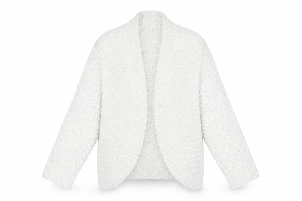 Front view of David Emanuel Women's White Open Front Cardigan -, size L