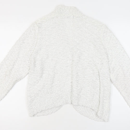 David Emanuel Women's White Open Front Cardigan - Size L