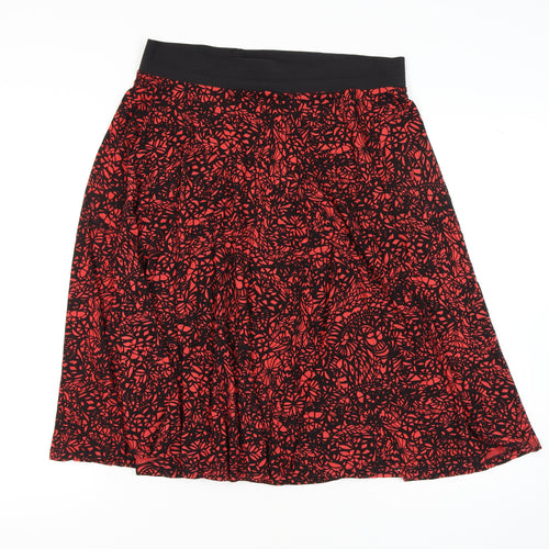Marks and Spencer Women's Red A-Line Floral Skirt Size 14