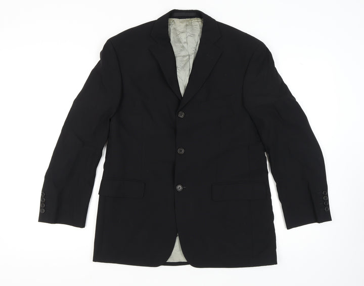 Marks and Spencer Men's Black Wool Blazer, Size 38