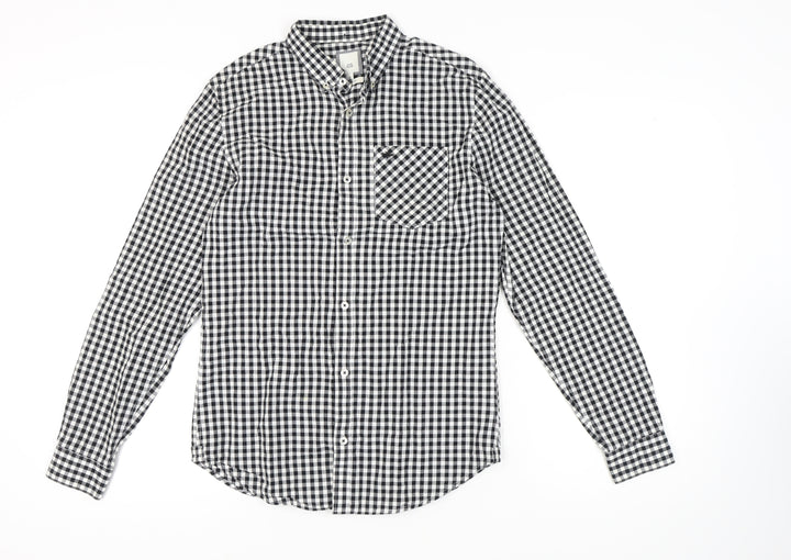 River Island Men's Slim Fit Black Check Shirt S