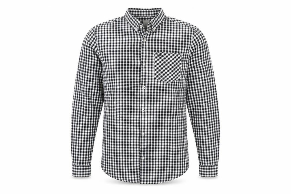 Front view of River Island Men's Slim Fit Black Check Shirt S
