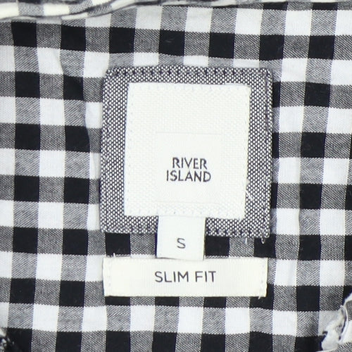 River Island Men's Slim Fit Black Check Shirt S