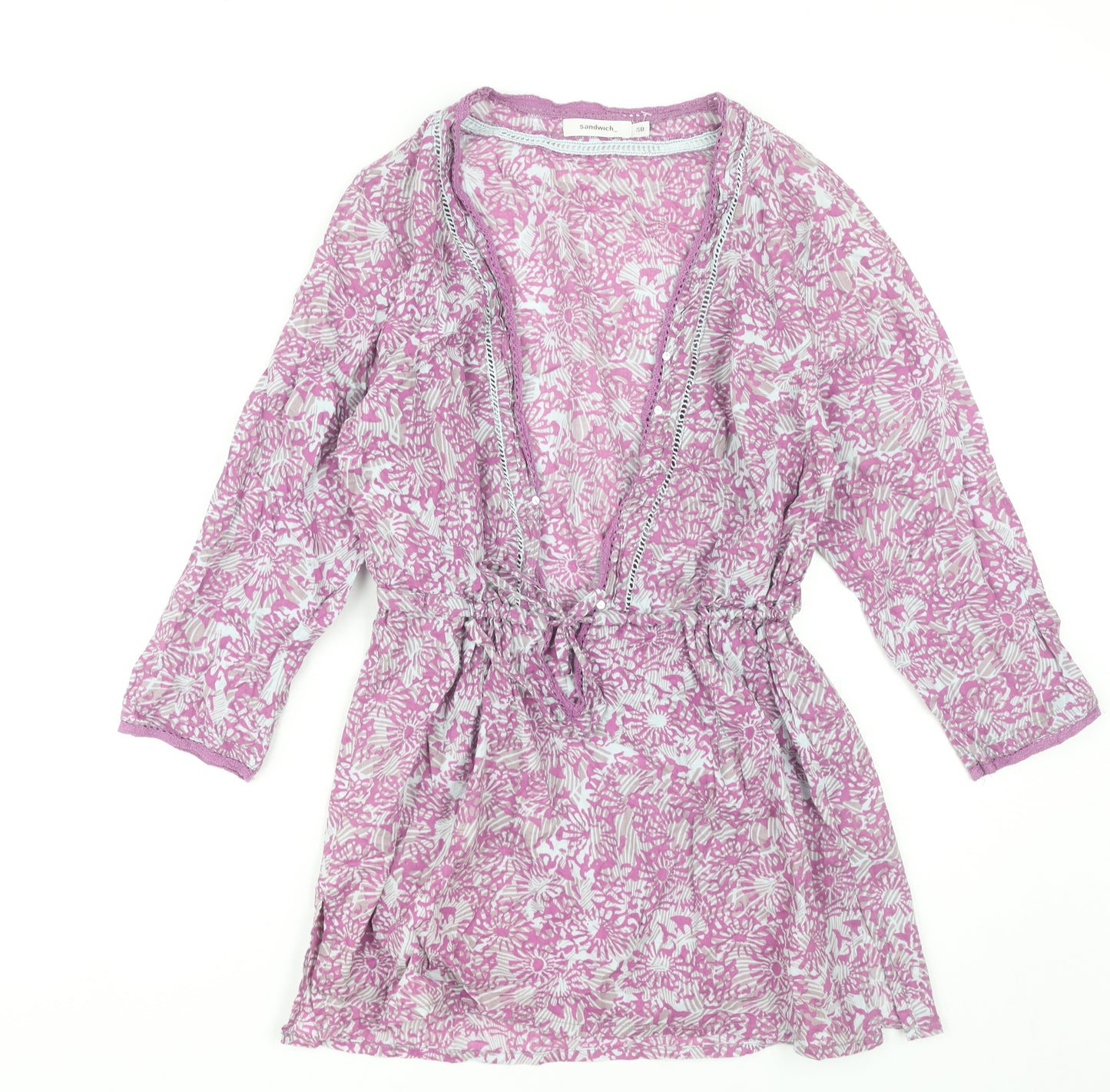 Sandwich Women's Purple Floral Tunic Blouse Size 10