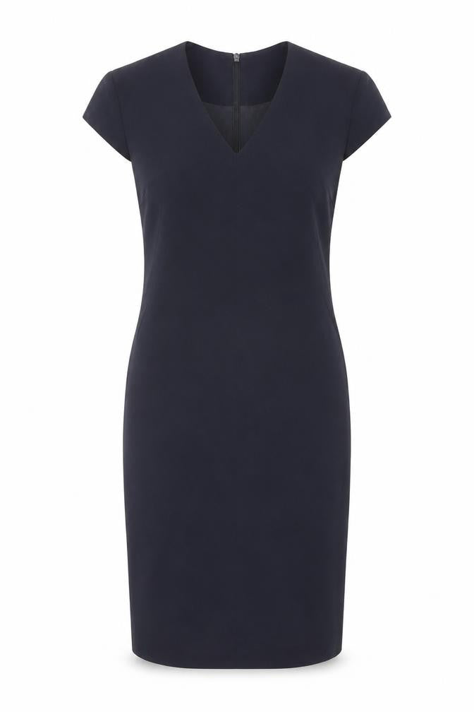 Front view of Jigsaw Women Black V-Neck Cap Sleeve Dress, size 8